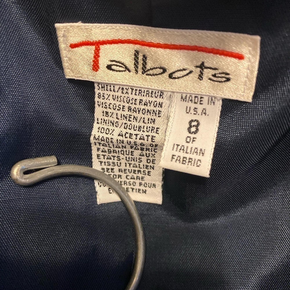 Vintage TALBOTS Petites 8 Blue Career Blazer Jacket Italian Fabric Made USA - Picture 6 of 8